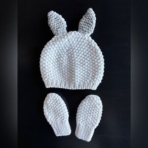BABY GAP Knit Bunny Baby Hat and Mitts Set